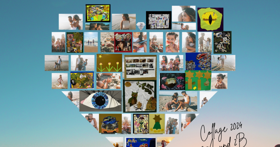 Eine Collage von den Collagen der Klassen 2A und 2B