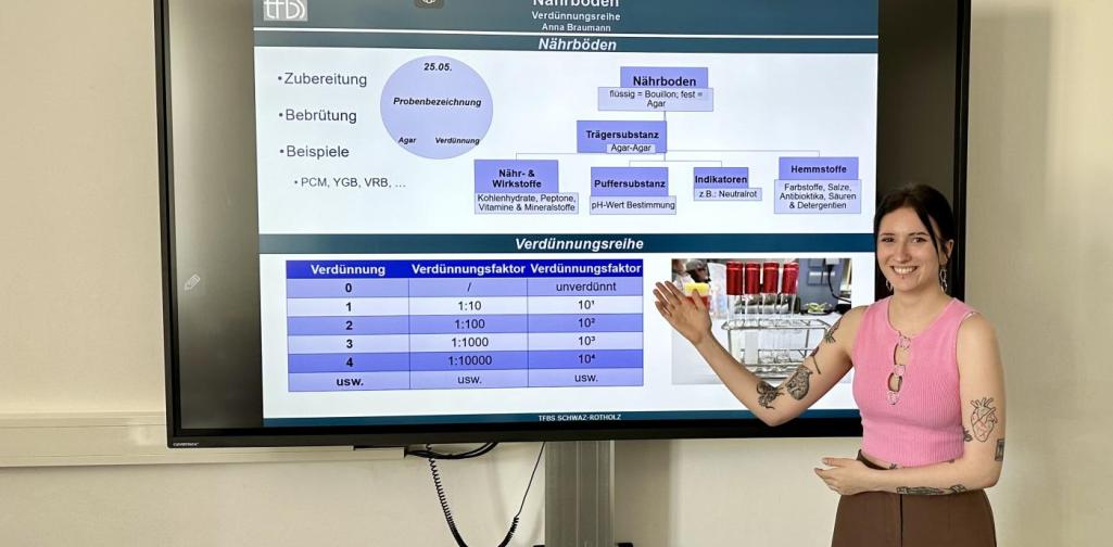 Schülerin bei der Präsentation